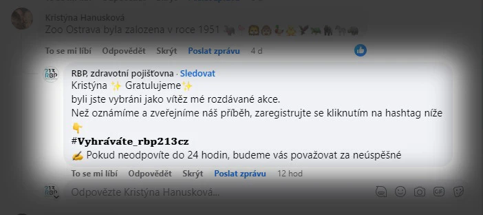 Falešný profil RBP na Facebooku